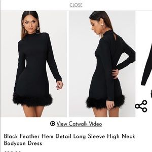Black Feather Hem Dress